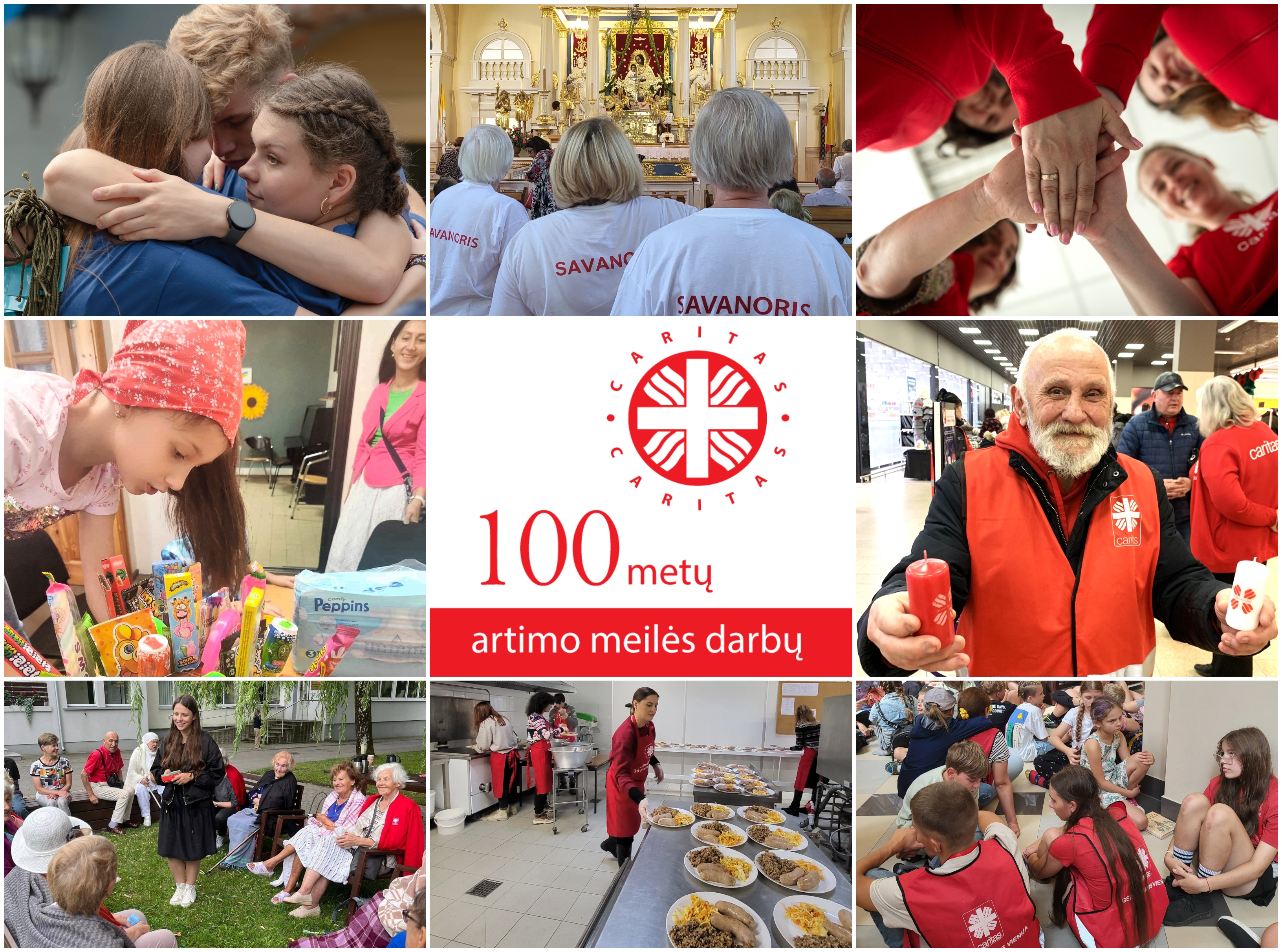 Prieš 37 m. atgimęs kilti ir kelti, Caritas mini 100 metų artimo meilės darbų